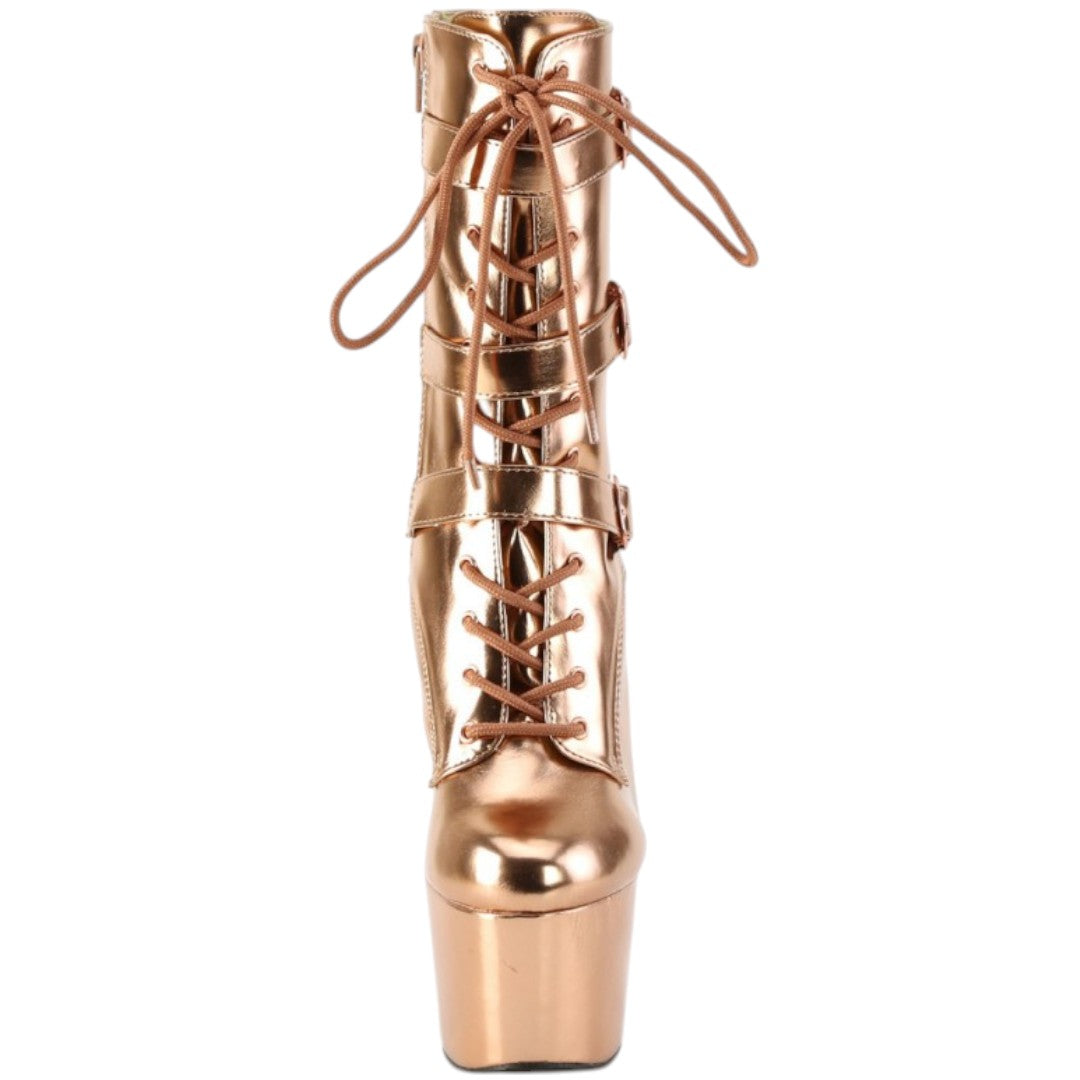 Adore-1043 Rose Gold Metallic Ankle Boot