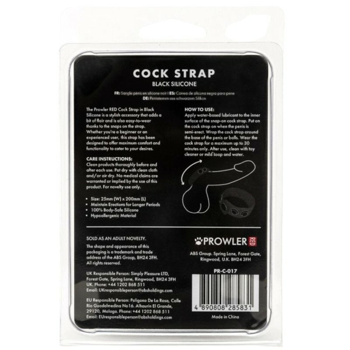 Prowler Black Silicone Cock Strap