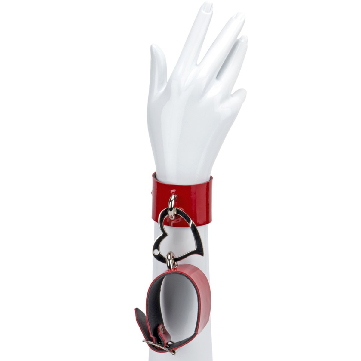 Decorative Handcuffs-Leather Love Trap Red With Heart