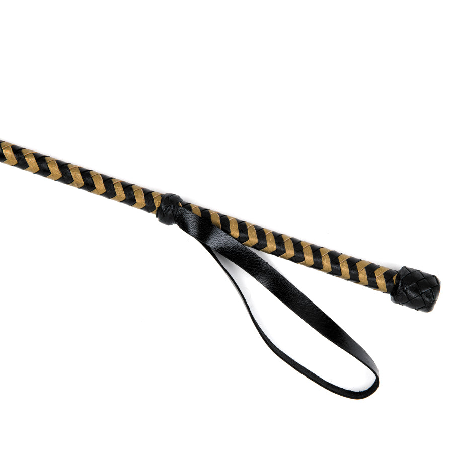 Riding Crop Leather Black/Gold