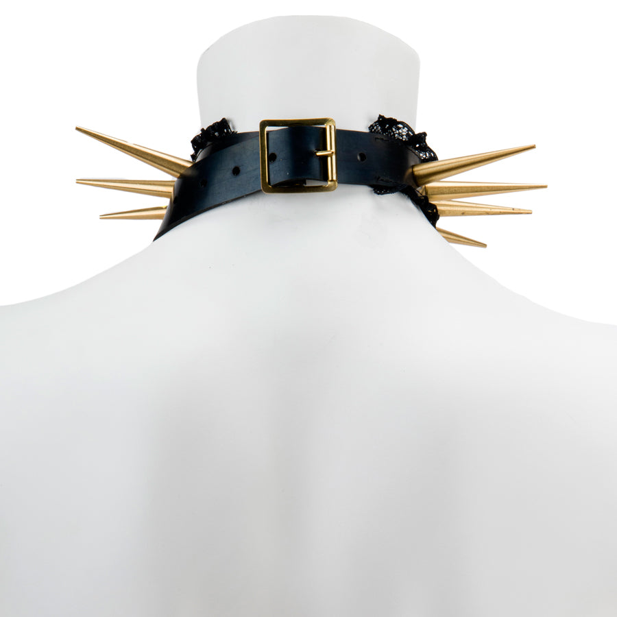 Choker - XL Spikes and Lace in Gold