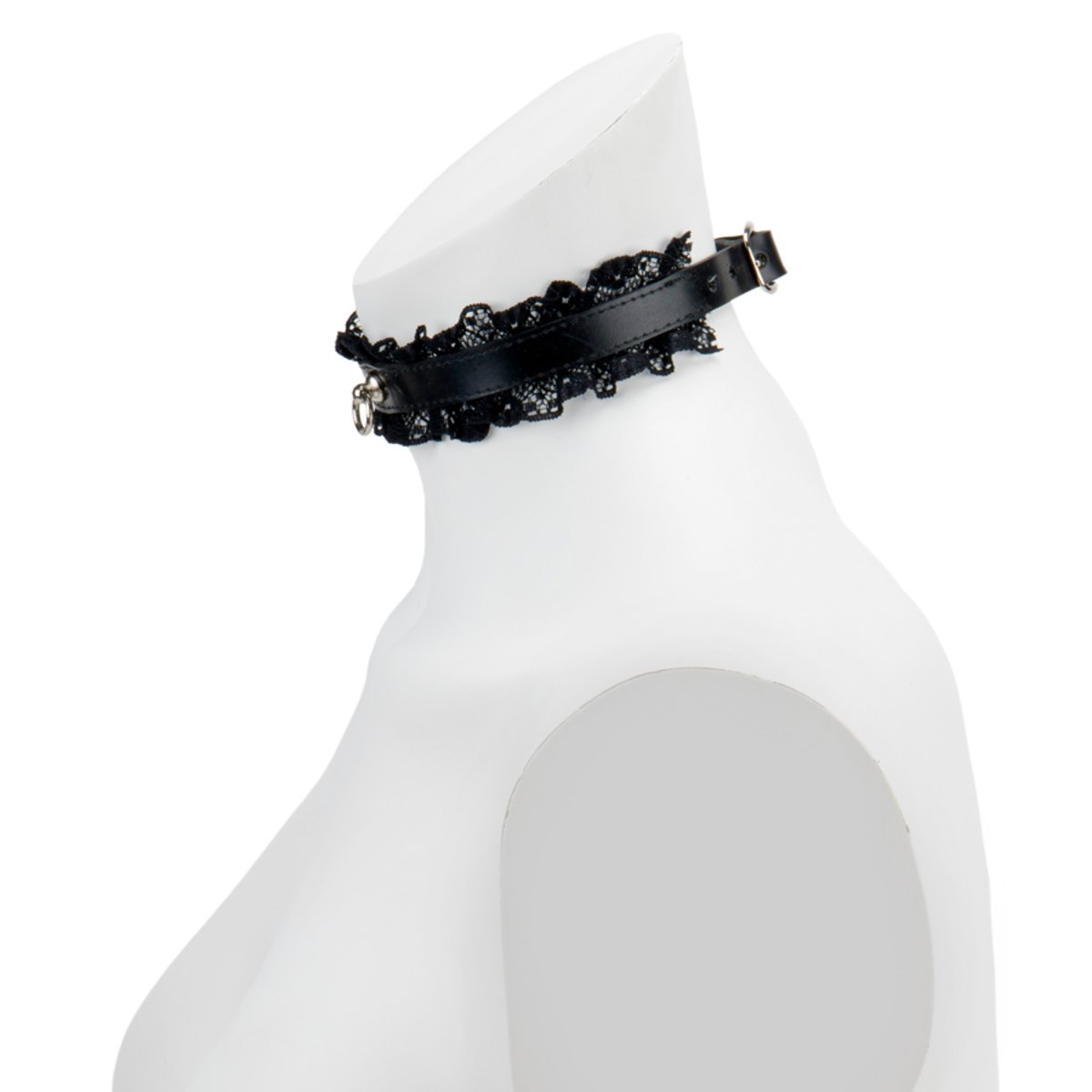 Choker-Lace Trimmed Choker With Ring