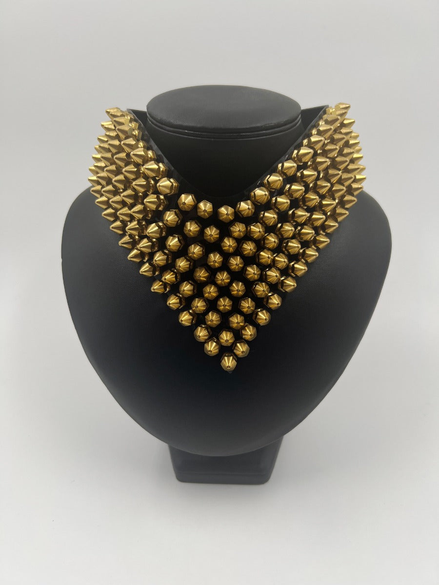 Necklace - Large Gold Spike Rubber
