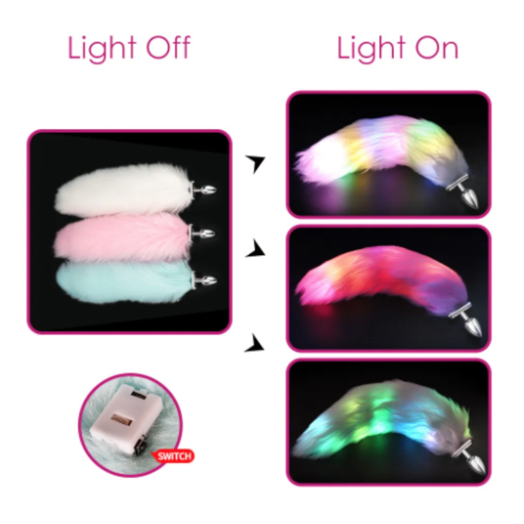 Light-up Tail with Steel Butt-Plug Pink