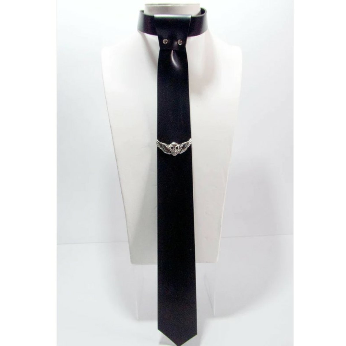 Skinny Tie W/ Winged Skull