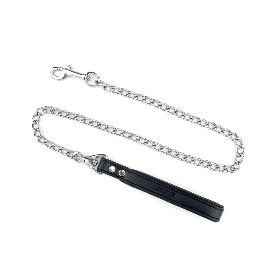 Chain Slave Lead with Padded & Black Leather Lined Handle