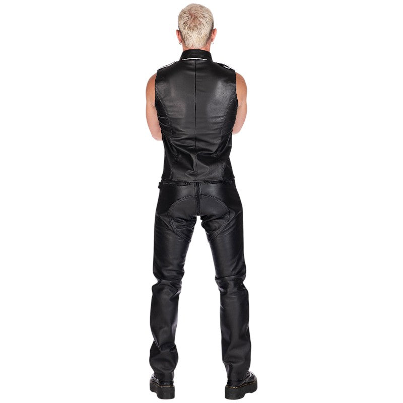 Liberation-X Sleeveless Leather Military Shirt Black