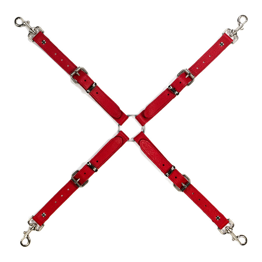 Four Strap Long Adjustable Clip Tether Red