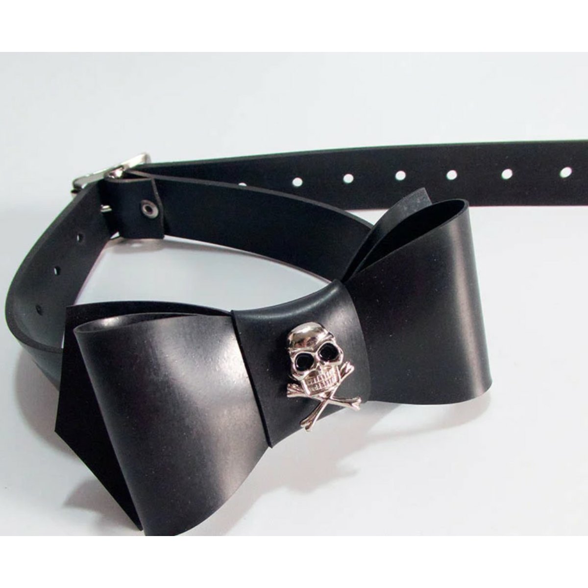 Rubber Bow Tie W/ Skull & Bones