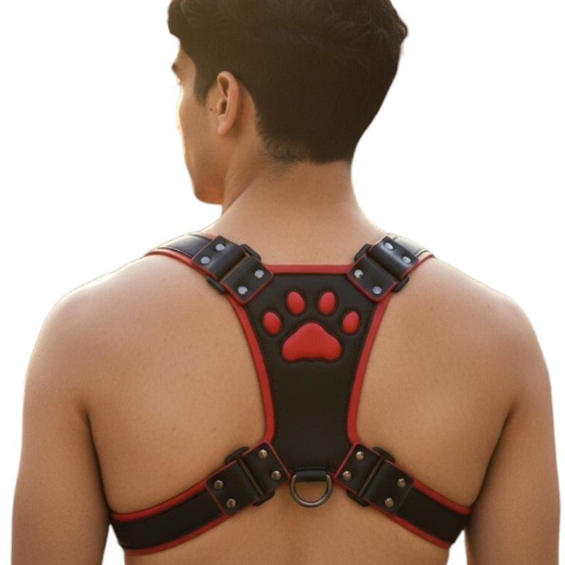 Paw Print Puppy Harness- Red
