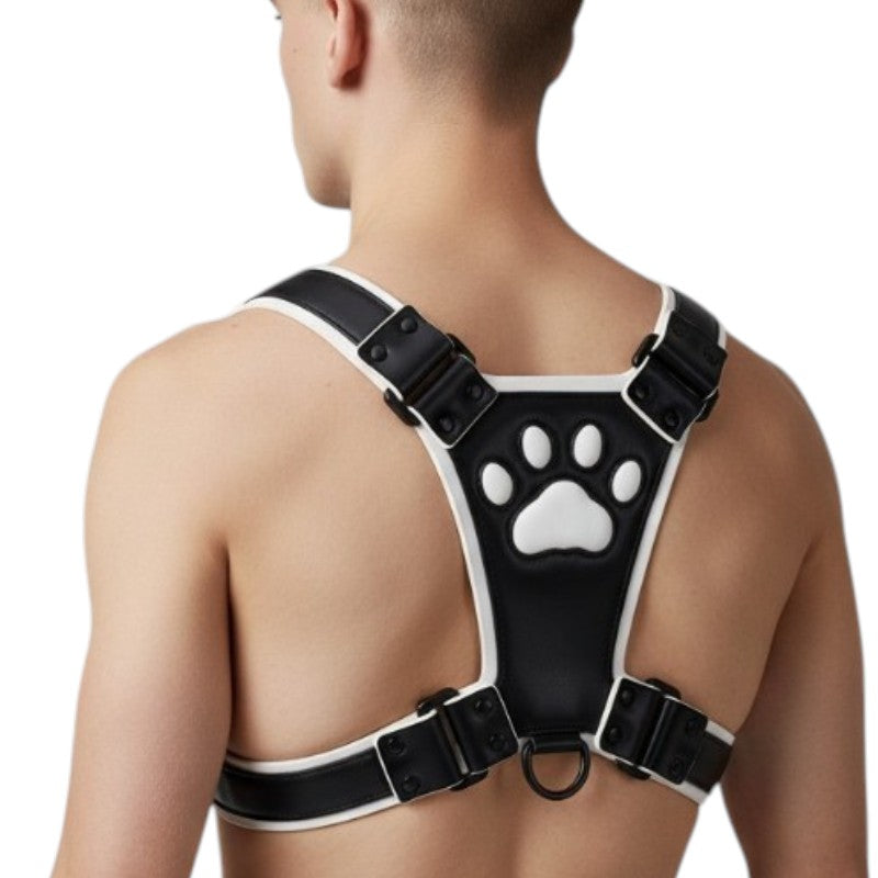 Paw Print Puppy Harness-White