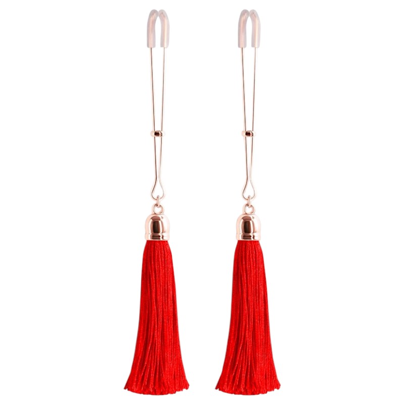 Bound Tassle Nipple Clamps Red