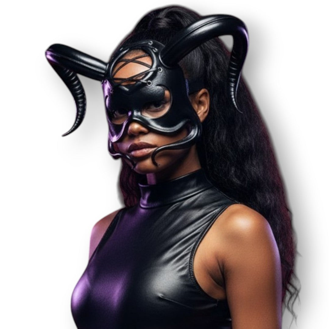 Cecilio Leather Designs Devil Woman Mask - Black