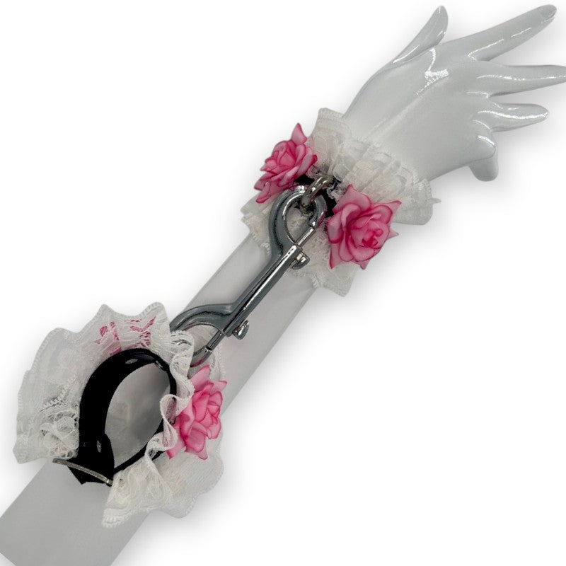 Lace And Roses Handcuffs White & Pink