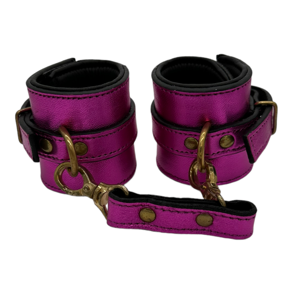 Wrist Cuffs in Metallic Pink with Gold Hardware One size