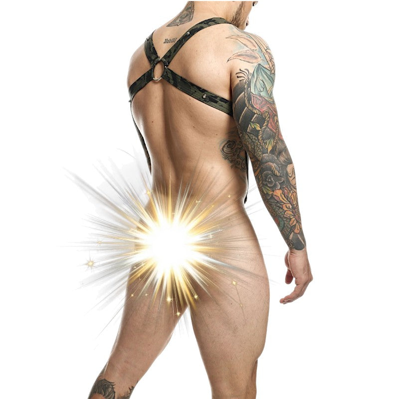 DNGEON Cross Cockring Harness Green