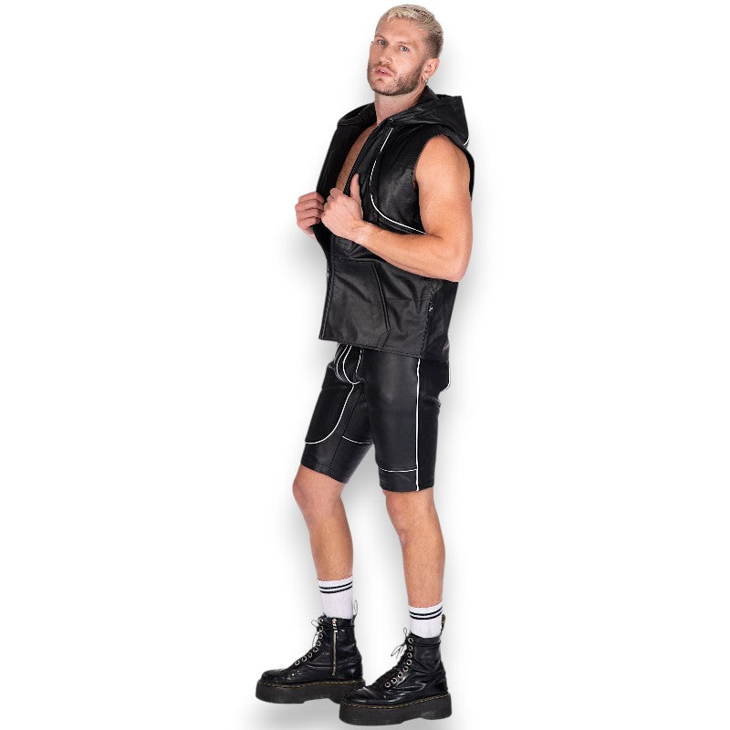 Liberation-X Sleeveless Leather Hoodie
