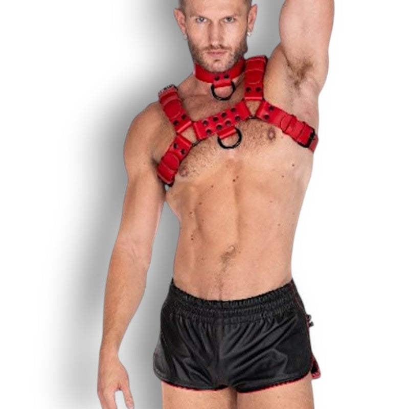 Liberation-X Leather Sport Shorts-Black/Red