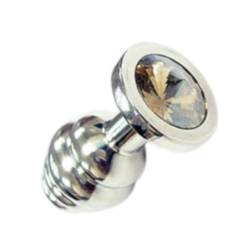 Butt Plug -A- Stainless Steel Threaded Anal Butt Plug Small CLEAR