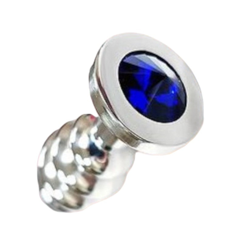 Butt Plug -B- Stainless Steel Threaded Anal Butt Plug Medium BLUE
