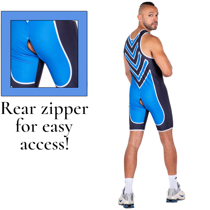 Right Track Pup Shield Wrestling Suit with Rear Zipper