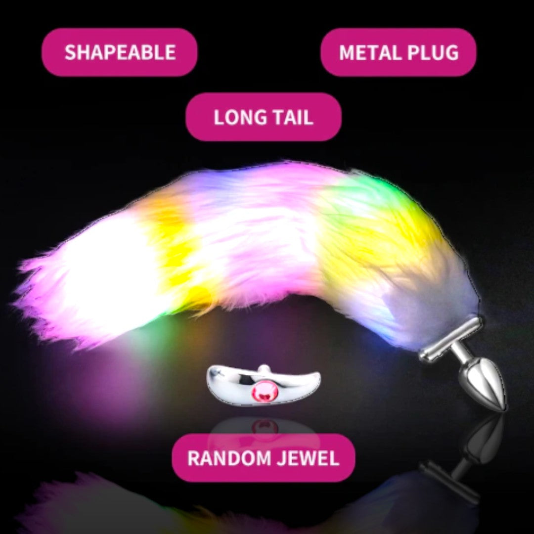 Light-up Tail with Steel Butt-Plug White