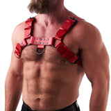 Leather Chest Harness Red