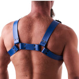 Leather Chest Harness Blue