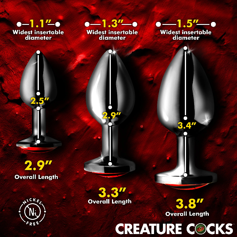 Creature Cocks Sinister Eyes Metal Butt Plug Set Red
