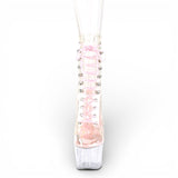 PleaserADORE-1020C-2 Plateau Ankle Boots Transparent Light Pink UK O6