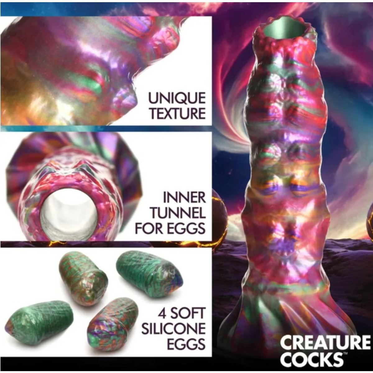 Creature Cocks Larva Silicone Ovipositor Dildo W/ Eggs