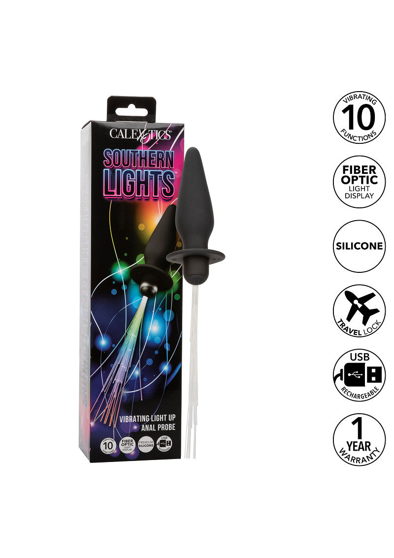 Southern Lights Vibrating Light Up Anal Probe Black