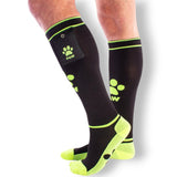 Brutus Puppy Party Socks w Pockets Black Neon Yellow