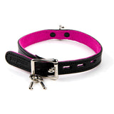 17mm Collar  with Padlock- Suede Lined BLK/PNK