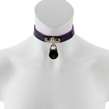 17mm Collar with Padlock Suede Lined BLK/PUR