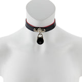 17mm Collar  with Padlock- Suede Lined BLK/RED