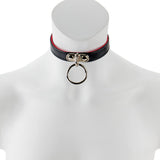 17mm Lrg Collar W/ Ring- Suede Lined BLK/RED