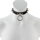 17mm Lrg Collar w/ Spikes & Ring- Suede Lined BLK/BLK