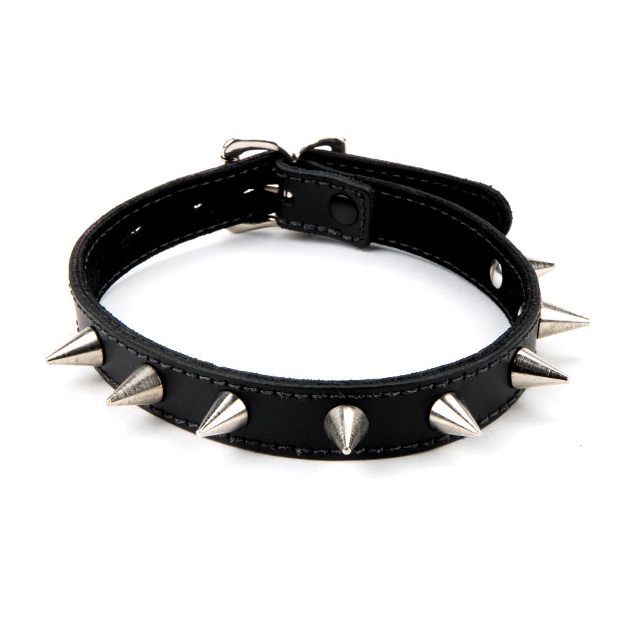 17mm Collar Spikes Suede Lined BLK BLK