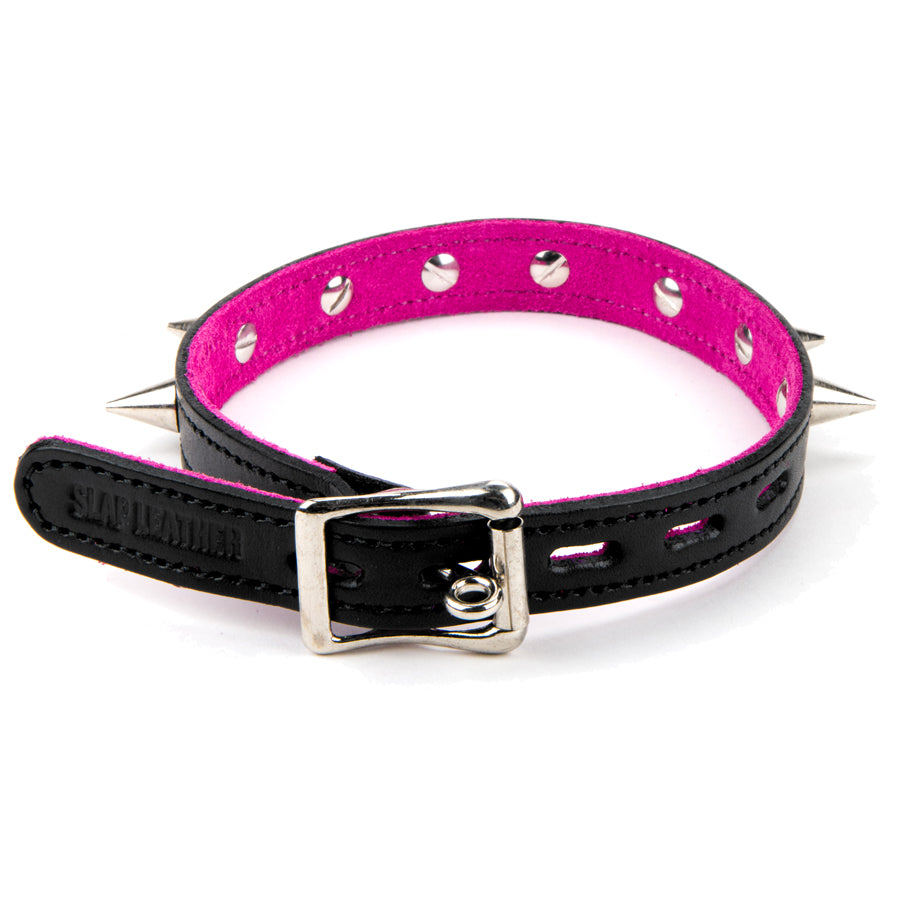 17mm Collar W/ Spikes-Suede Lined