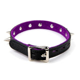 17mm Collar with Spikes Suede Lined BLK/PUR