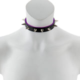 17mm Collar with Spikes Suede Lined BLK/PUR