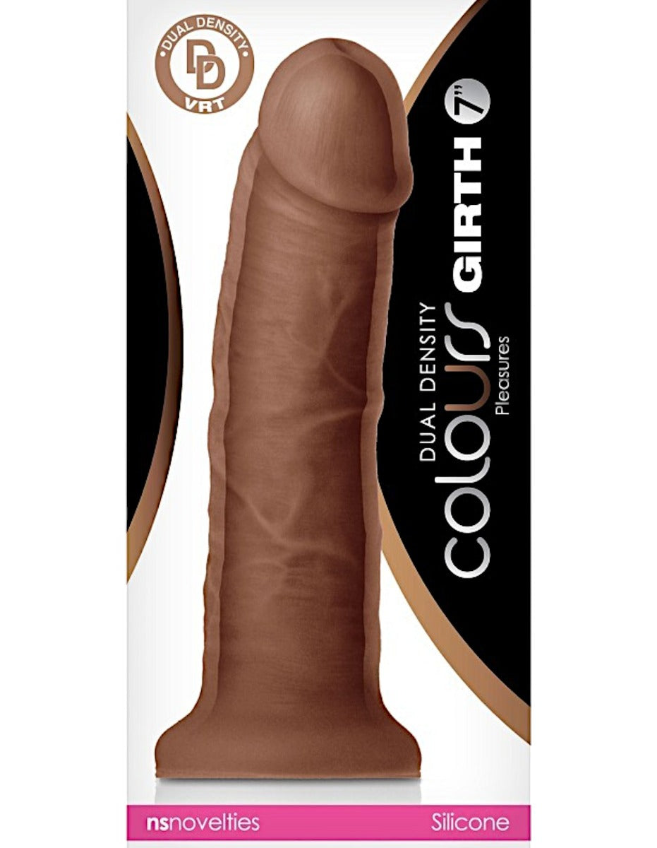 Dual Density Dildo Wide 7 Inches Brown Skin Tone