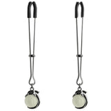 Bound Glow-In-The-Dark Ball  Charm Nipple Clamps  Silver