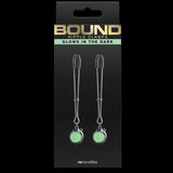 Bound Glow-In-The-Dark Ball  Charm Nipple Clamps  Silver