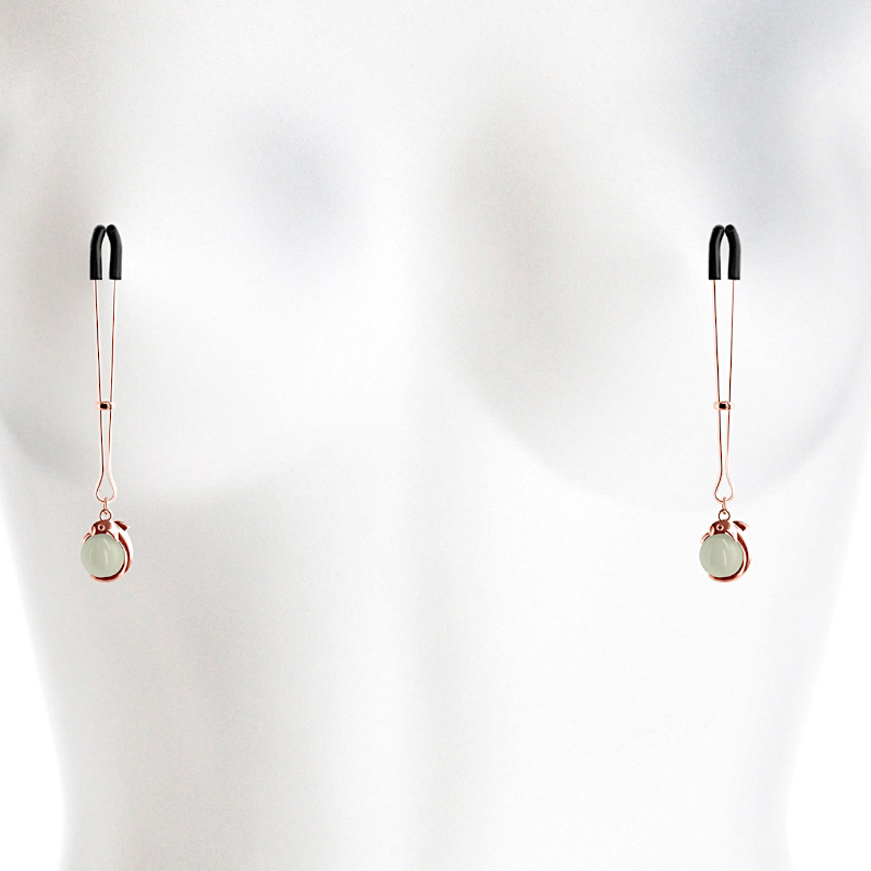 Bound Glow-In-The-Dark Ball Charm Nipple Clamps  Gold