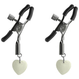 Bound Glow-In-The-Dark-Heart Nipple Clamps Silver
