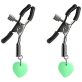 Bound Glow-In-The-Dark-Heart Nipple Clamps Silver