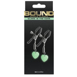 Bound Glow-In-The-Dark-Heart Nipple Clamps Silver