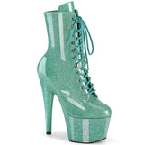 ADORE-1020GP Aqua Glitter Platform Ankle/Mid-Calf Boots  7" Heel